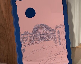 Newcastle Tyne Bridge Art Print | Colourful UK Travel Poster