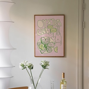 Oyster club and Champagne print| Kitchen wall art | Oyster print | Food print | The world is your oyster | Digital download available