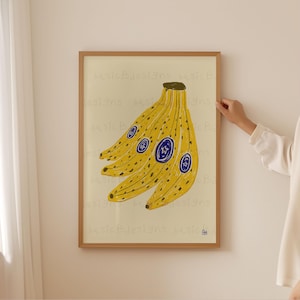 Banana Print | Yellow Fruit Print |Dining Room Décor | Food Poster | Kitchen Wall Art | Colourful Décor | Nursery Print