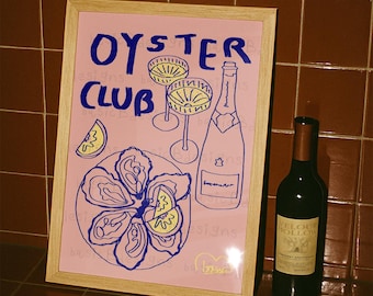 Oyster Club Print: Neon Küche Wandbild (Digitaler Download)