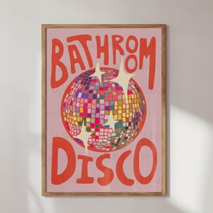 Bathroom Disco Print Colourful Home Décor Rainbow Toilet Kitchen Disco Ball Print Digital download available image 7