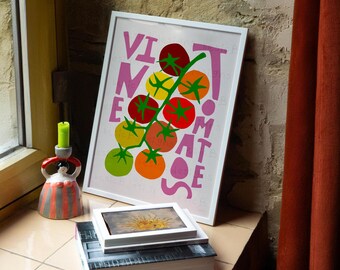 Impression alimentaire tomate vigne | Art culinaire | Affiches de salle à manger et de cuisine | Téléchargement numérique disponible