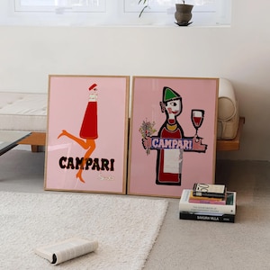 Campari Art Print: vintage cocktailposter (digitale download)