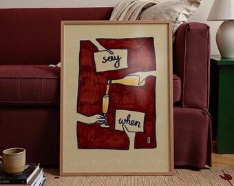 Say When Champagne Print | Mid-Century Modern Bar Decor