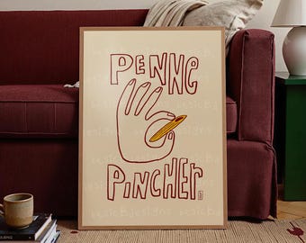 Penne Pincher | Pasta Poster | Ok hand Vintage Kitchen Wall Art | Food poster