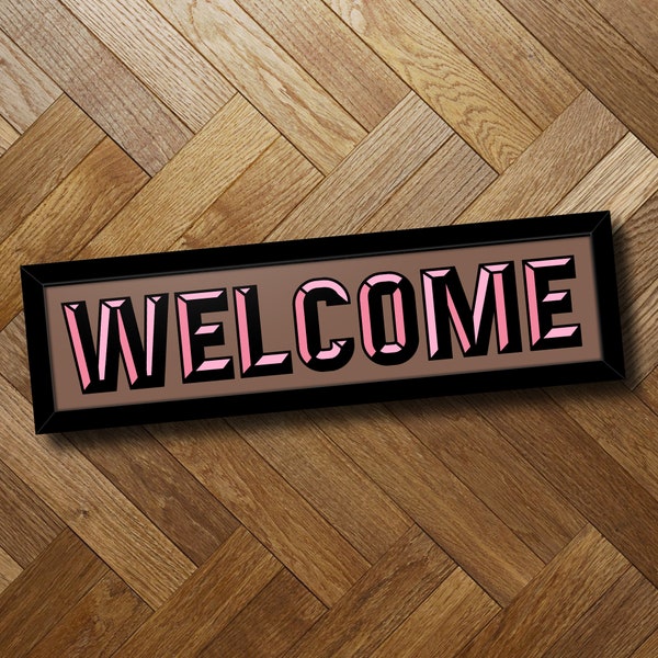 Welcome Print | Framed Print | Gallery Wall Print | Hallway Entryway Decor | Stylish Wall Art | Welcome Sign | Bar Sign | Landscape Print