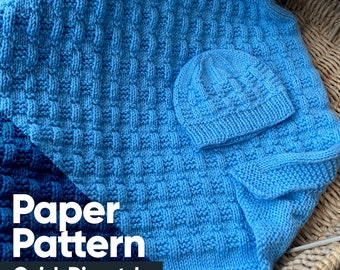 Multi Size Easy Garter and Rib Baby Blanket Hat Paper pattern  Written Instructions