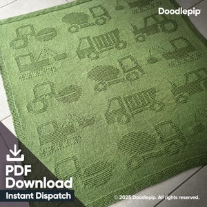Trucks and Diggers Knit Blanket Pattern – (PDF Download)