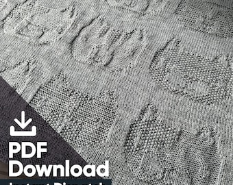 Cat Faces Knitted Baby Blanket Pattern - DIY Cat Lover's Gift - Easy Knitting Project