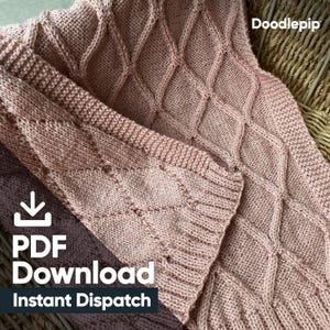 Enkelt stickat babyfiltmönster: Diamantvågskabeldesign (PDF-nedladdning