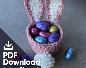 Easter Crochet Pattern Bunny Egg Basket Easy Beginner PDF