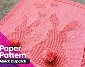 Paper Knitting Pattern - Easy Baby Knit Blanket Pattern - Bunny and Hearts - DK yarn