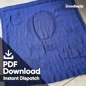Easy Baby Knit Blanket Pattern - Hot Air Balloon - DK yarn - pdf download