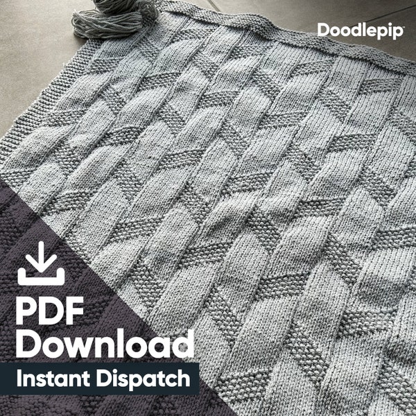 Multi Size - Easy Reversible - Diagonal Moss Flag - Knit Blanket Pattern - PDF download - ENGLISH