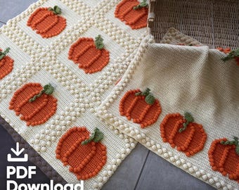 2-in-1 Crochet Pumpkin Blanket Pattern - PDF Download - Afghan, Sofa/Bed throw
