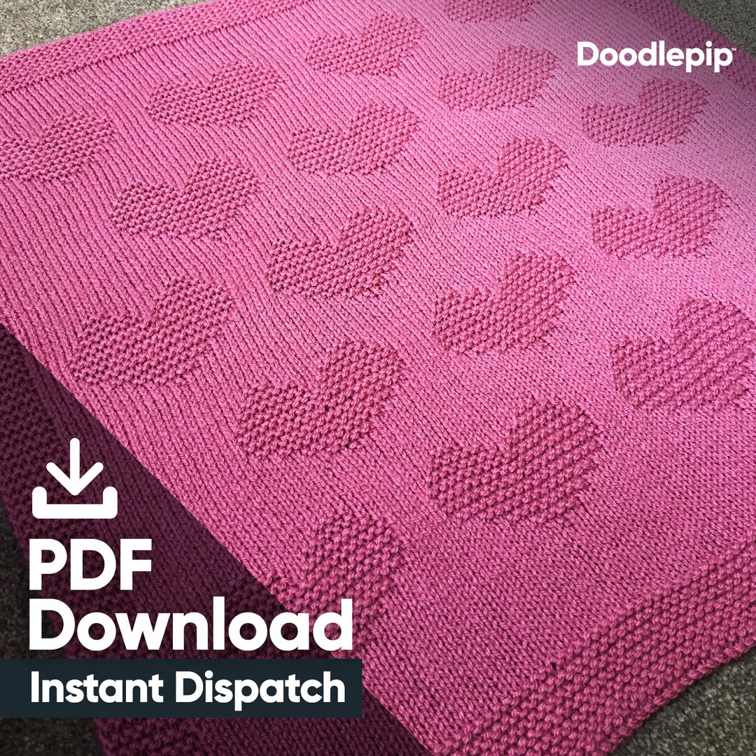 Multi Size - Easy Love Heart Baby Blanket - PDF Download - Written ...