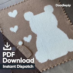 Scarica il PDF - Modello semplice per coperta e cappello all'uncinetto - Coperta con orsetto