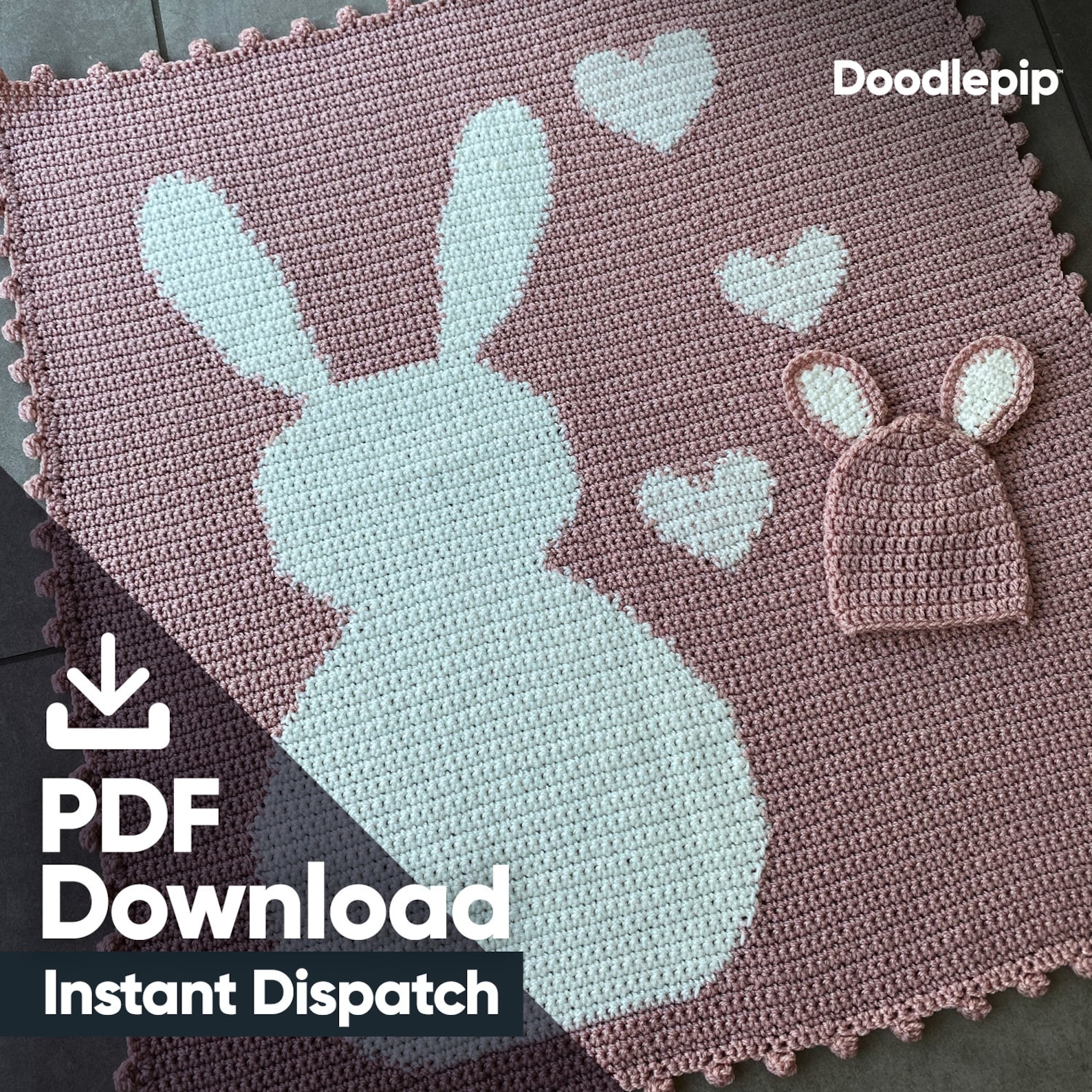 PDF Download - Easy Crochet Blanket and Hat Pattern - Bunny Blanket - Etsy