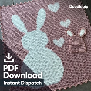 PDF download - Easy Crochet Blanket and Hat Pattern - Bunny Blanket
