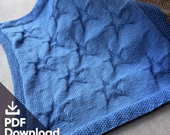 Multi Size Easy Baby Knit Blanket Pattern Stars DK Yarn