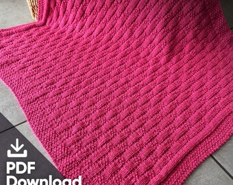 Baby Blanket Knit Pattern PDF – Easy Flower Rib, Multi-Size, Beginner-Friendly