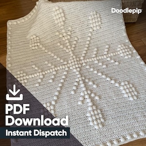 PDF download - Weihnachts-Schneeflocke Häkeldecke Anleitung - Afghanischer Sofaüberwurf