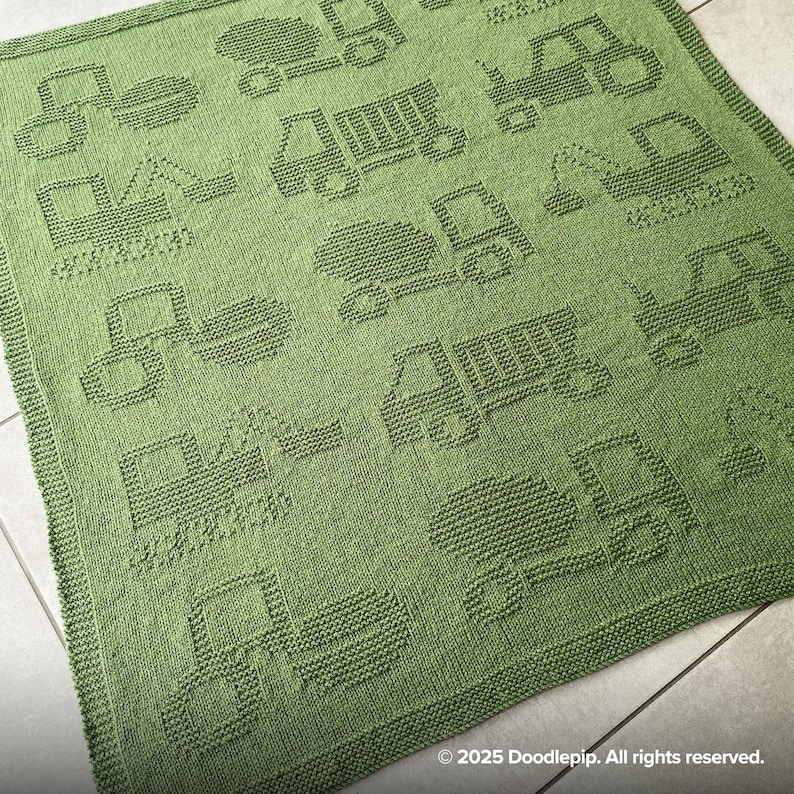 Trucks and Diggers Knit Blanket Pattern – (PDF Download) - Etsy