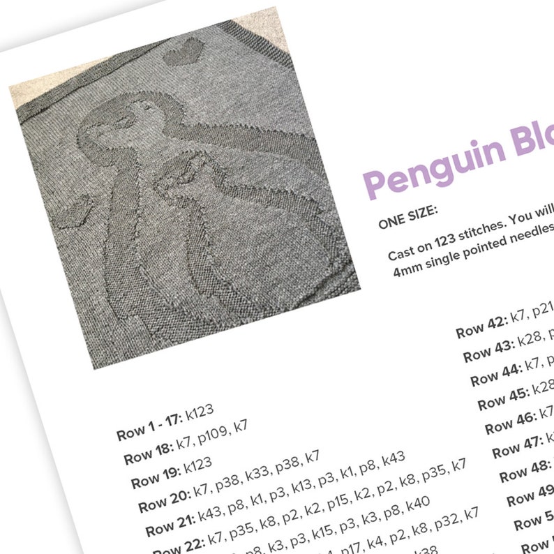 PDF Download - Easy Cute Penguin Baby Blanket Knitting Pattern - Image 7