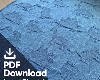 Dinosaur Knit Blanket Pattern – T. Rex & Stegosaurus (PDF Download)