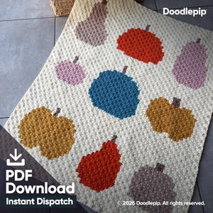 Easy C2C Pumpkin Blanket Pattern - PDF download - Afghan- Sofa Throw - English - Pixel Chart and Row by Row