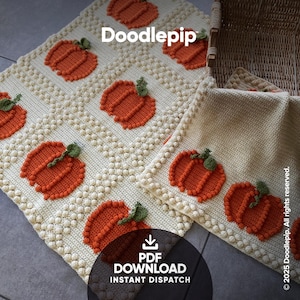 2-in-1 Crochet Pumpkin Blanket Pattern - PDF Download - Afghan, Sofa/Bed throw
