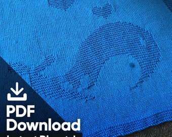 Easy Baby Knit Blanket Pattern - Nautical Whale - DK yarn - pdf download