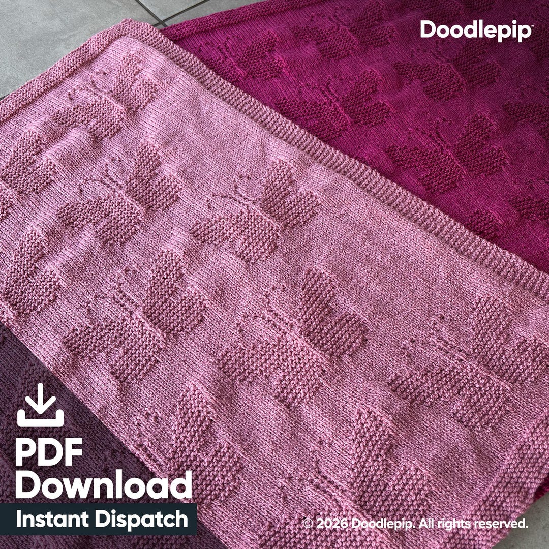 Butterfly Baby Blanket Knitting Pattern | Easy Knit Purl Nursery Gift ...