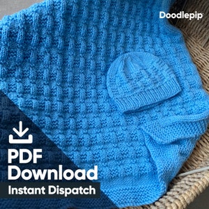 PDF Knitting Pattern Multi Size Easy Garter and Rib Baby Blanket Hat ENGLISH Etsy Canada