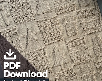 Easy Knit Blanket Pattern - Textured Christmas  - DK yarn - PDF Download - Afghan - Sofa Throw