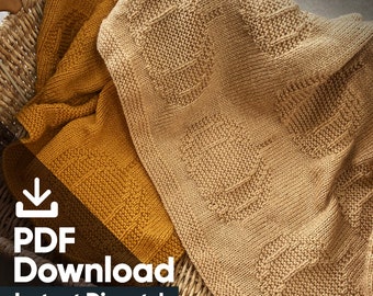 Autumn Pumpkin Knit Blanket Pattern: Baby to Adult Sizes (PDF Download)