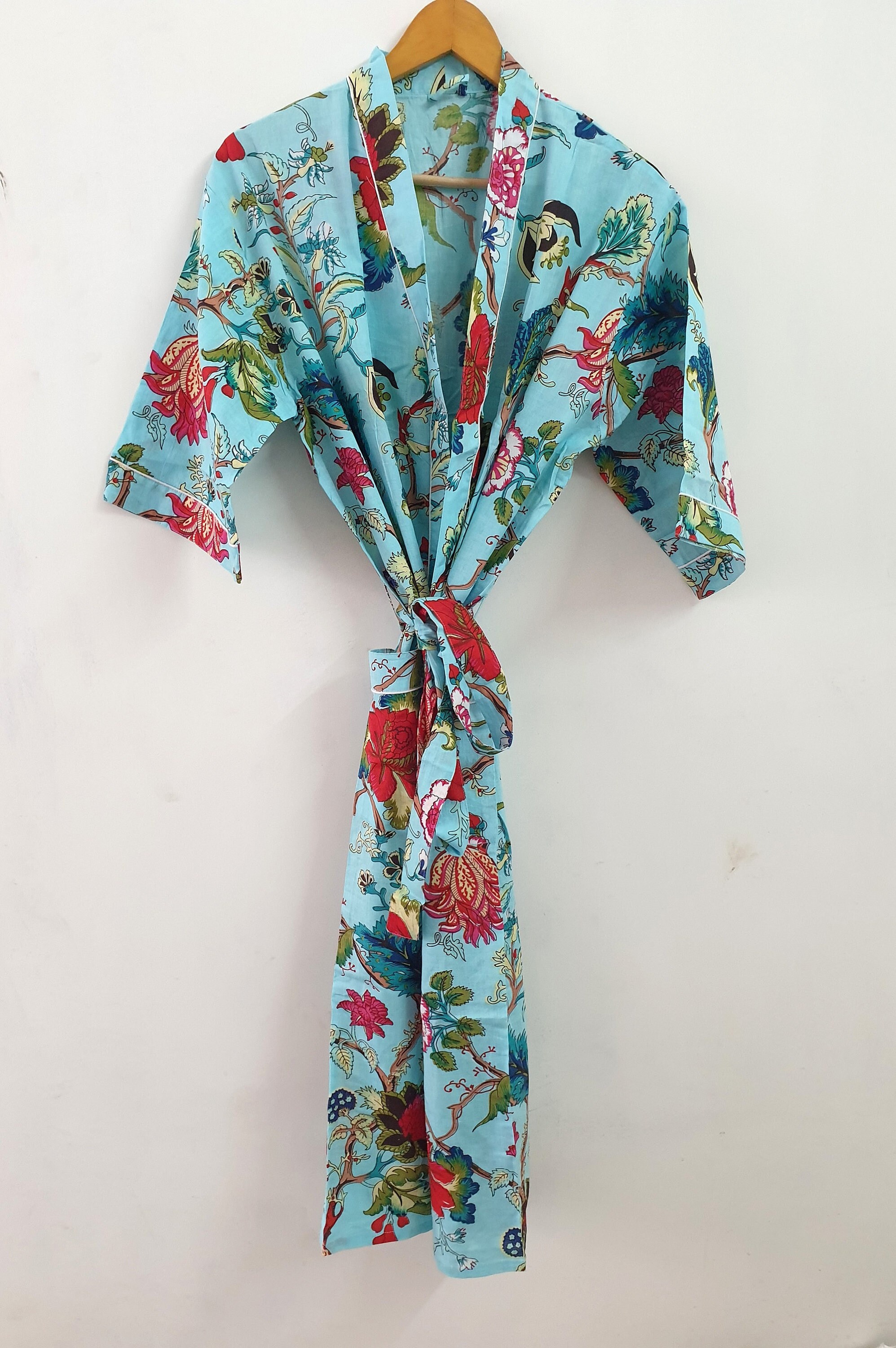 100 Cotton Kimonoindian Kimono Robehandmade Kimono Etsy UK