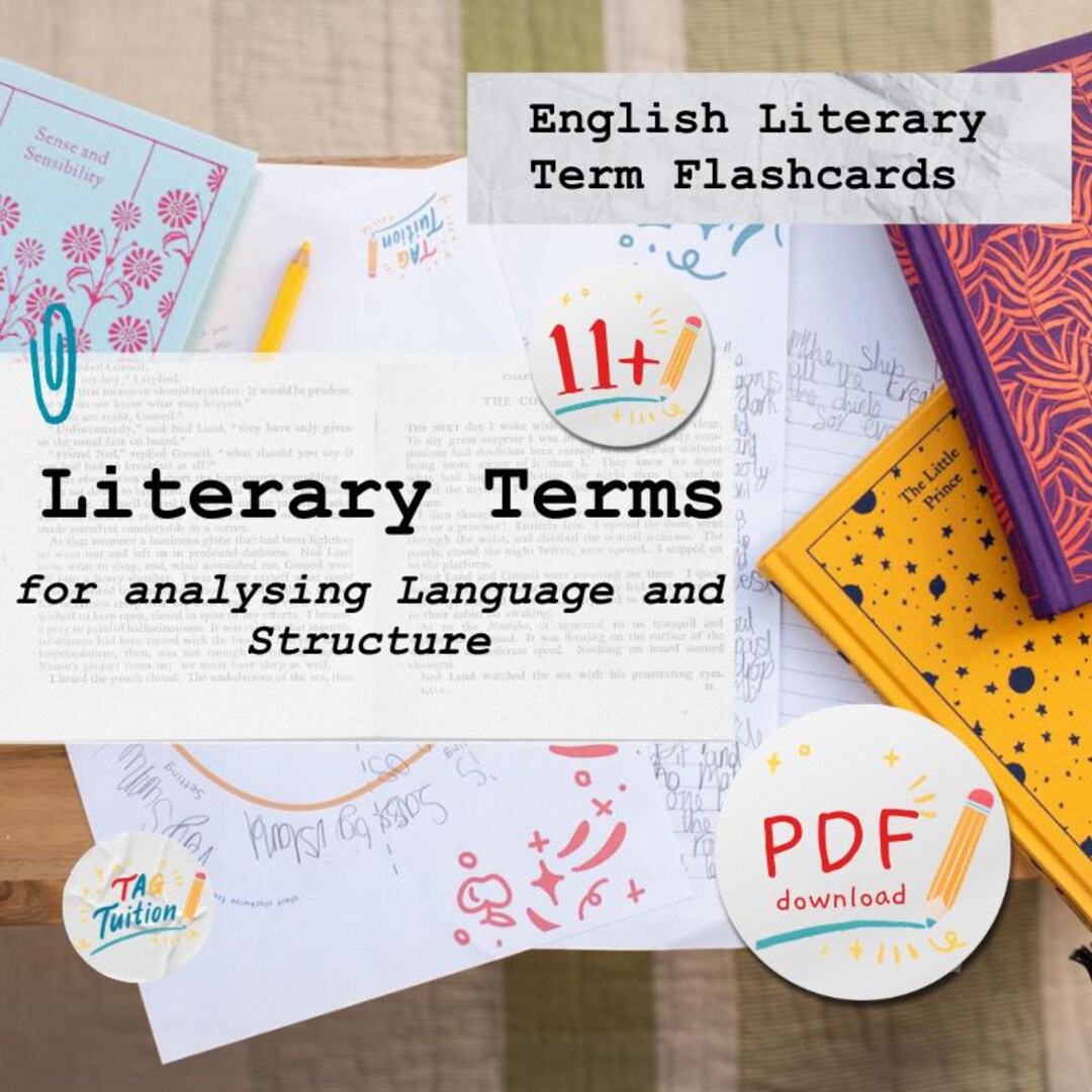 11+ Literary Term Flashcards Printable | English Revision Cards With ...