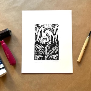 Forget-Me-Not Linocut Print