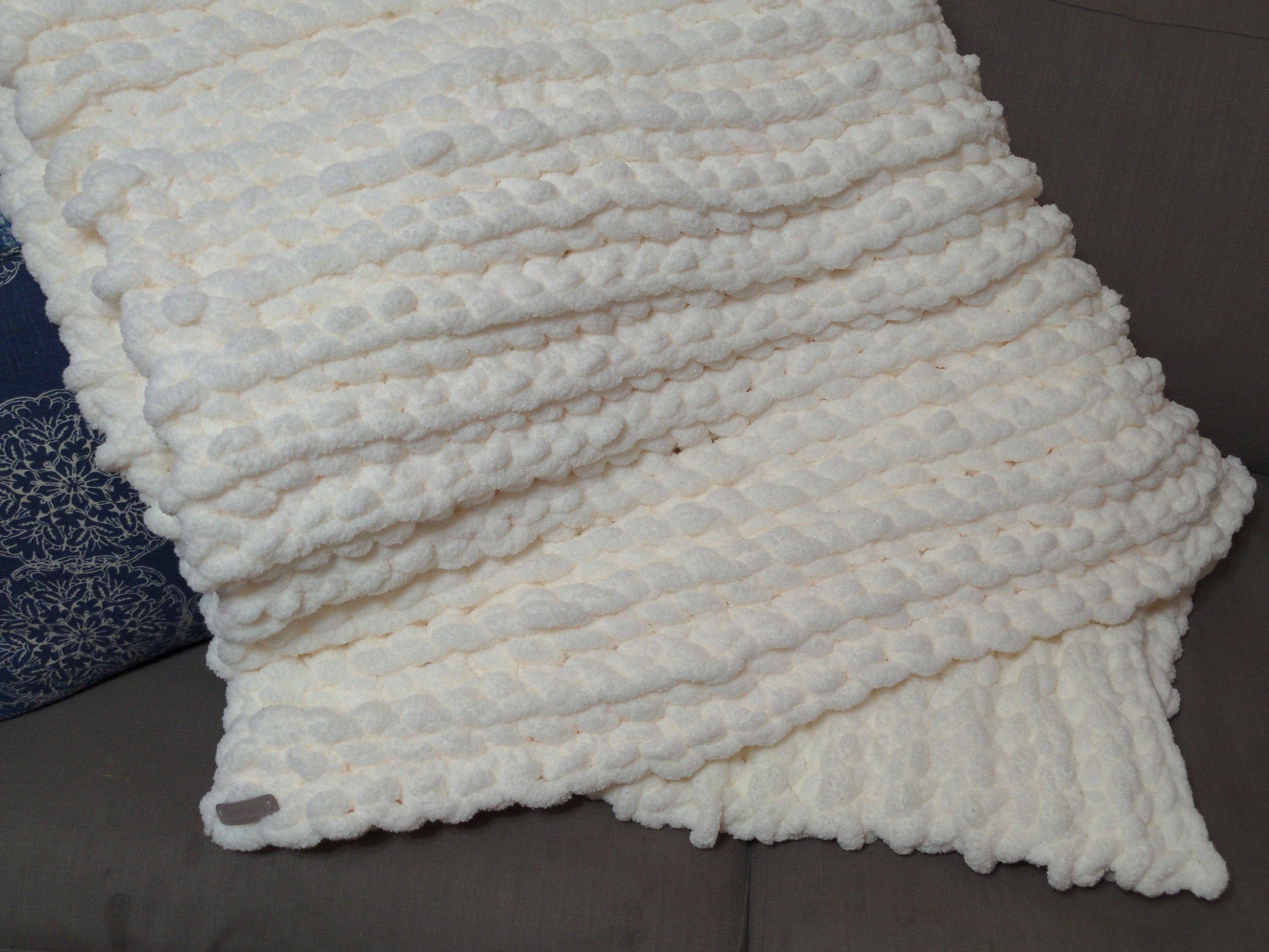 Chenille Chunky Yarn Hand Crochet Blanket Etsy
