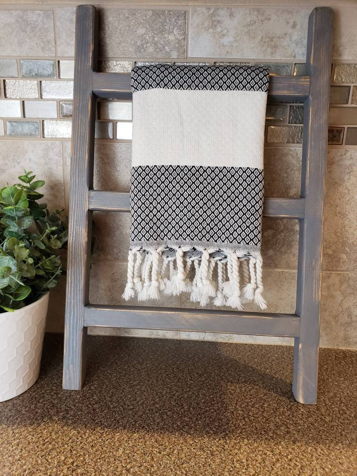 Kitchen Towel Ladder Unique Rounded Edges Tea Towel Ladder Etsy