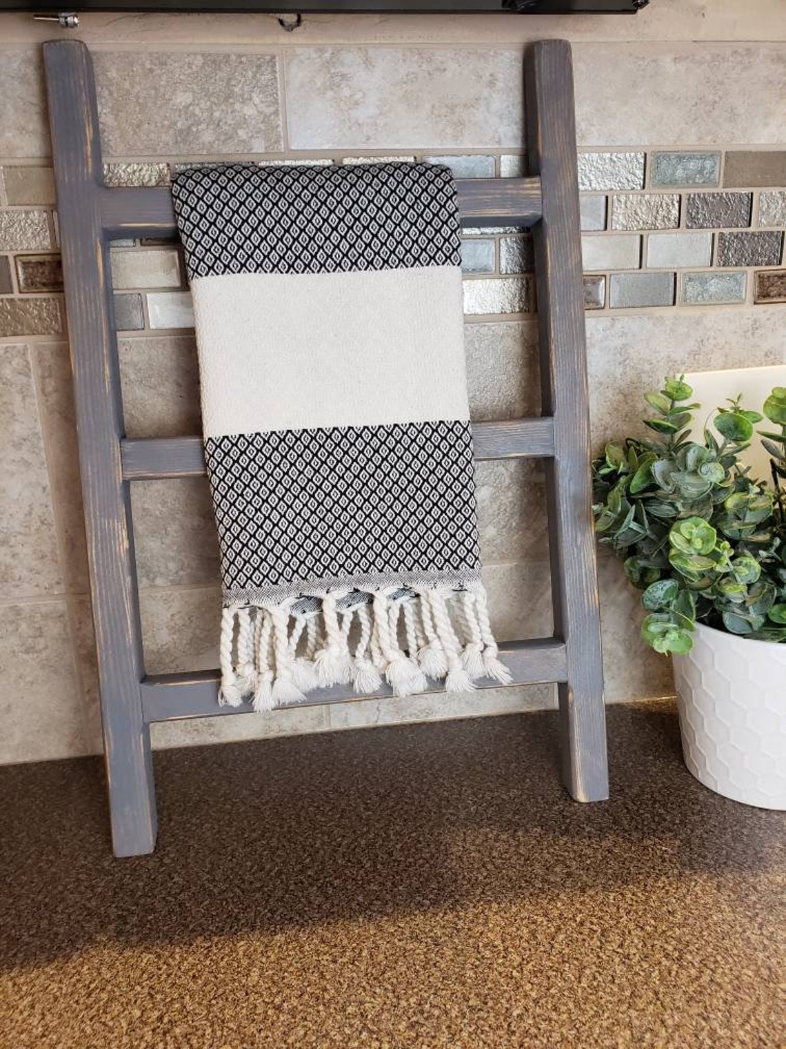 Kitchen Towel Ladder Unique Rounded Edges Tea Towel Ladder Etsy