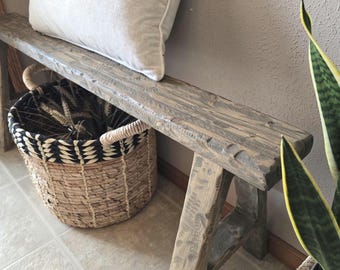 Skinny bench, noodle bench, end of bed bench, vintage inspired bench, Handmade wood bench
