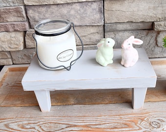 Rustic Wood Farmhouse Riser: Distressed Tabletop Display Stand
