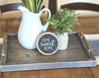 Wood tray, Decorative serving tray, Handmade Rustic tray, Coffee table tray, Farmhouse tray