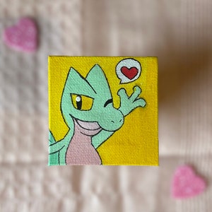 Treecko Mini Painting | Cute Art | Painting | Video Game | Yellow |