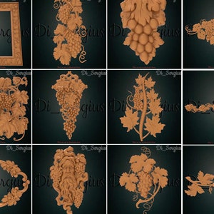 30 piezas de uvas 3D STL patrón de vid madera ruta relieve uva para enrutador CNC grabador, máquina de tallado, relieve, Artcam, Aspire, VCarve, Cutt3D