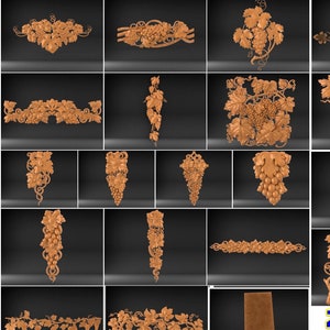 20 piezas de archivo CNC 3D STL de uvas para enrutamiento de madera, uva para enrutador CNC, máquina de tallado, relieve, Artcam, Aspire, VCarve, Cutt3D