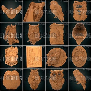 20 Stück 3D STL Modelle Eule Vogel für CNC-Fräser Aspire Artcam Engraver Carving Machine Relief Download Digitales Produkt 3D-Drucker
