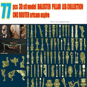 77pcs 3D Model STL Baluster pillar Collection Decor Set for CNC Router Aspire Artcam Cut3D Vcarve